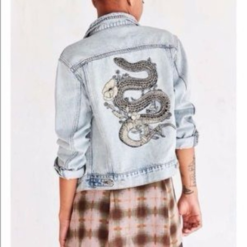 Urban Outfitters BDG Snake Embroidered Denim Jacket